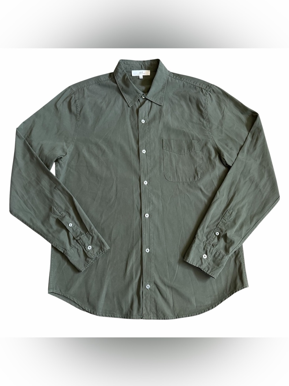 SKU Save Khaki United Men’s Poplin Standard Button Up Shirt Sz L Basil USA $170